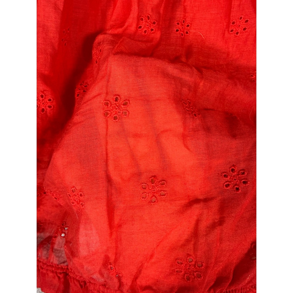 Rouge‎ Collection Blouse Womens 1X Red Excellent Eyelet Off Shoulder Cotton Top